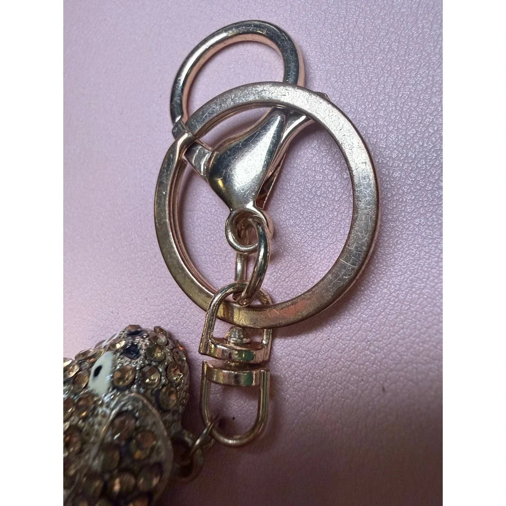 Dachshund Keychain Gold Rhinestone Wiener Dog Bag Charm Bling Puppy Do ie Mom